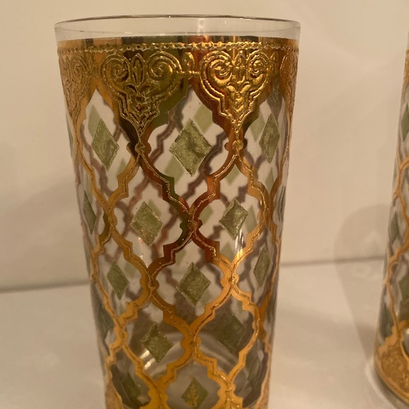 Culver Mid-Century Valencia Green & 22-Karat Gold Glasses - Picture 5 of 8